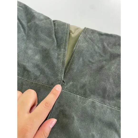 Blank NYC Skirt Womens 26 Green Leather Midi Hunter Front Slit Retro Weathered