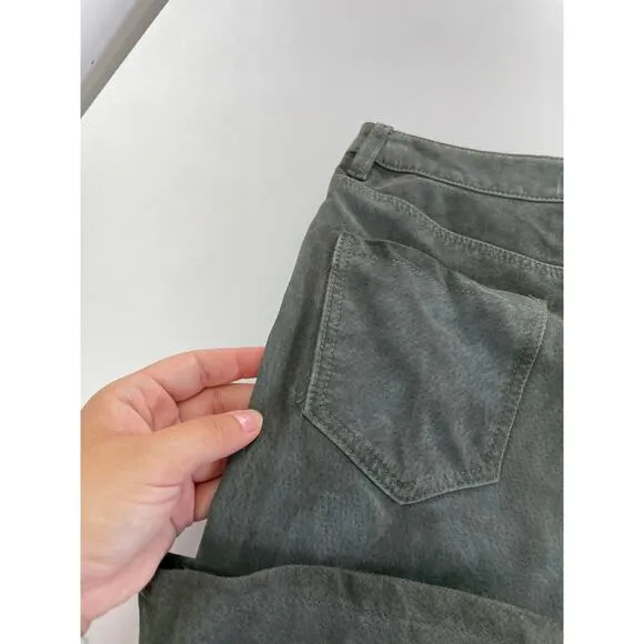 Blank NYC Skirt Womens 26 Green Leather Midi Hunter Front Slit Retro Weathered