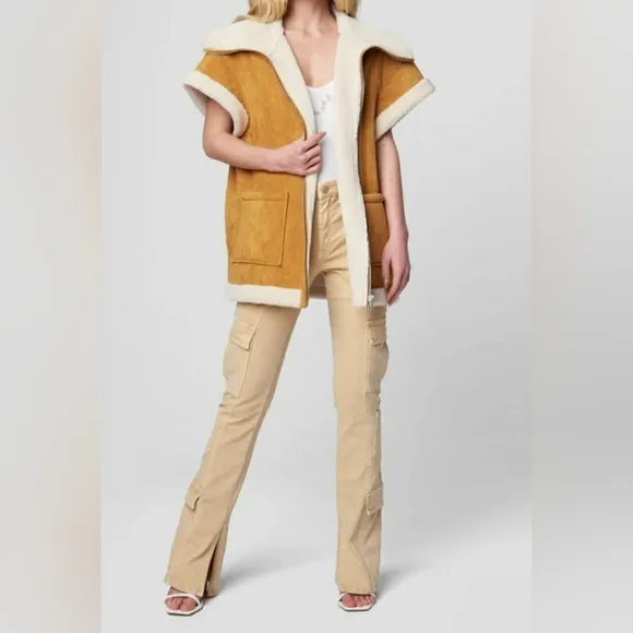 BLANKNYC Biscotti Faux Suede Oversized Collar Vest Women's Size- Small