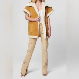 BLANKNYC Biscotti Faux Suede Oversized Collar Vest Women's Size- Small