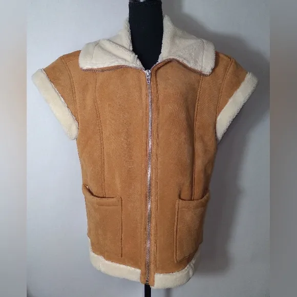 BLANKNYC Biscotti Faux Suede Oversized Collar Vest Women's Size- Small