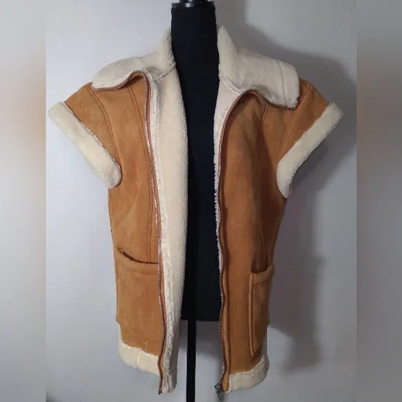 BLANKNYC Biscotti Faux Suede Oversized Collar Vest Women's Size- Small