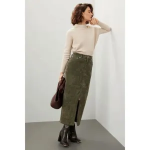 BLANKNYC Women's Hunter Green Leather Front Slit Midi Skirt Size 28