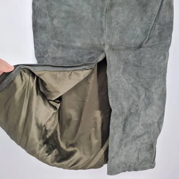 BLANKNYC Women's Hunter Green Leather Front Slit Midi Skirt Size 28