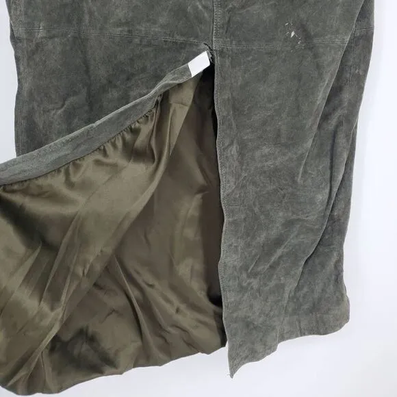 BLANKNYC Women's Hunter Green Leather Front Slit Midi Skirt Size 31