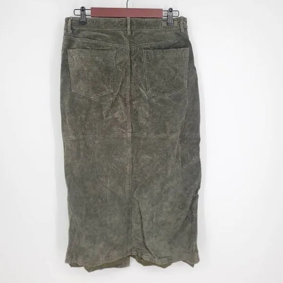 BLANKNYC Women's Hunter Green Leather Front Slit Midi Skirt Size 31