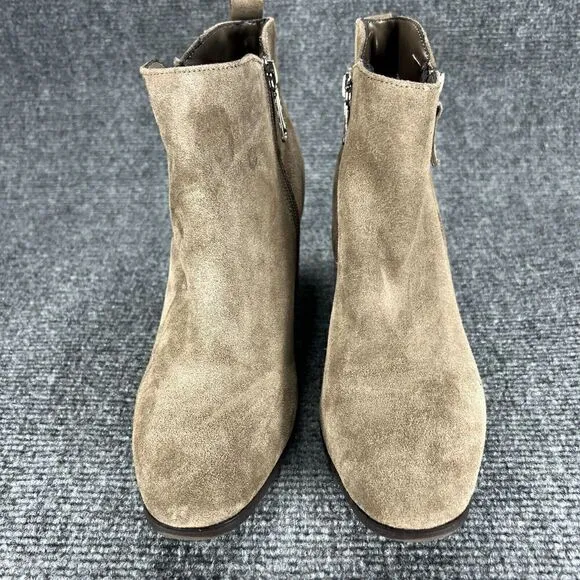 Blondo Booties Isaac Boot Womens 7.5 Taupe Suede Leather Waterproof Shoes Heels