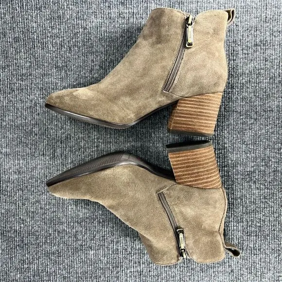 Blondo Booties Isaac Boot Womens 7.5 Taupe Suede Leather Waterproof Shoes Heels