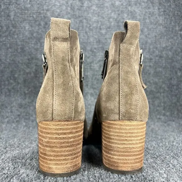 Blondo Booties Isaac Boot Womens 7.5 Taupe Suede Leather Waterproof Shoes Heels
