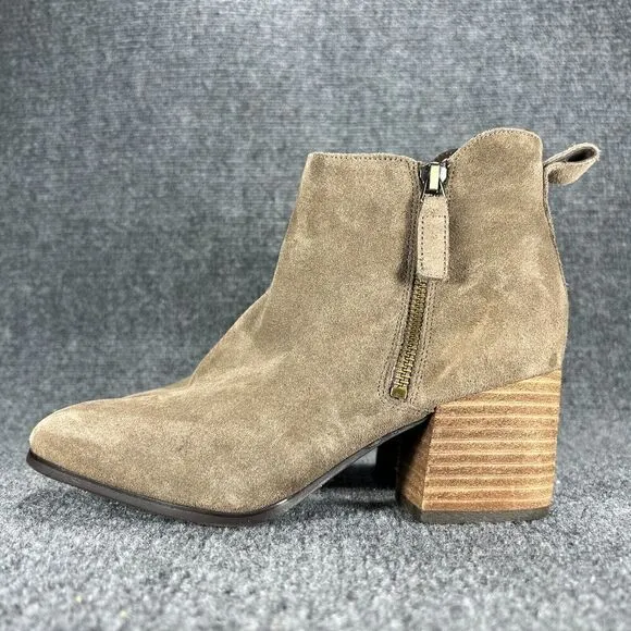 Blondo Booties Isaac Boot Womens 7.5 Taupe Suede Leather Waterproof Shoes Heels