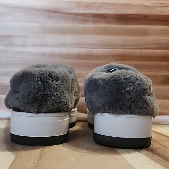 BLONDO SURI WATERPROOF DARK GREY FUR SLIP-ON MULES SNEAKER LADIES 6.5 CUTE NWOB