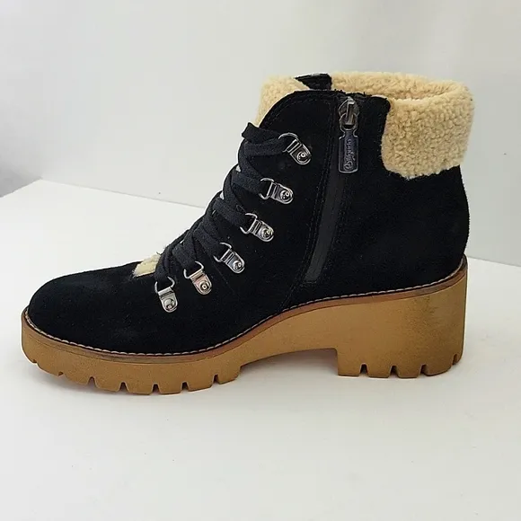 Blondo Waterproof Devin Boots Black Suede with Faux Sherpa Size 8