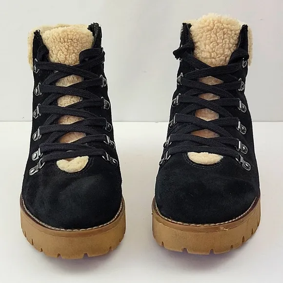 Blondo Waterproof Devin Boots Black Suede with Faux Sherpa Size 8