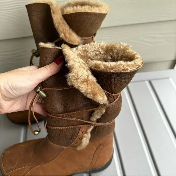 Blondo Waverly Leather Snow Boots Brown Faux Fur Lined Size 6 Women’s Waterproof