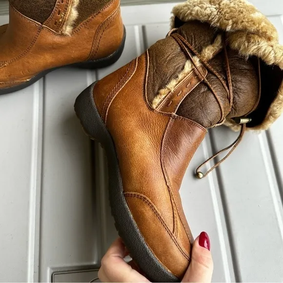 Blondo Waverly Leather Snow Boots Brown Faux Fur Lined Size 6 Women’s Waterproof