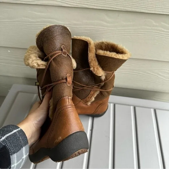 Blondo Waverly Leather Snow Boots Brown Faux Fur Lined Size 6 Women’s Waterproof