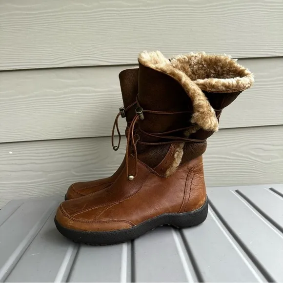 Blondo Waverly Leather Snow Boots Brown Faux Fur Lined Size 6 Women’s Waterproof