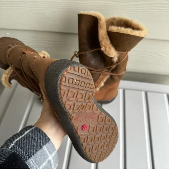 Blondo Waverly Leather Snow Boots Brown Faux Fur Lined Size 6 Women’s Waterproof