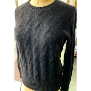Bloomingdale's Black 100% Cashmere Long Sleeve Cable Knit Sweater Size M