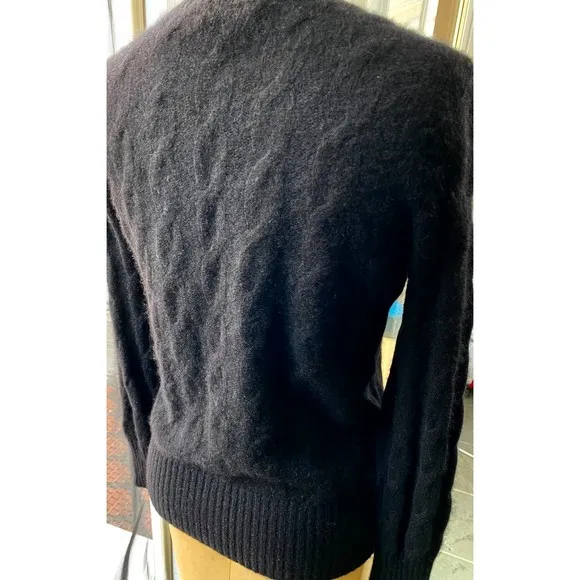 Bloomingdale's Black 100% Cashmere Long Sleeve Cable Knit Sweater Size M