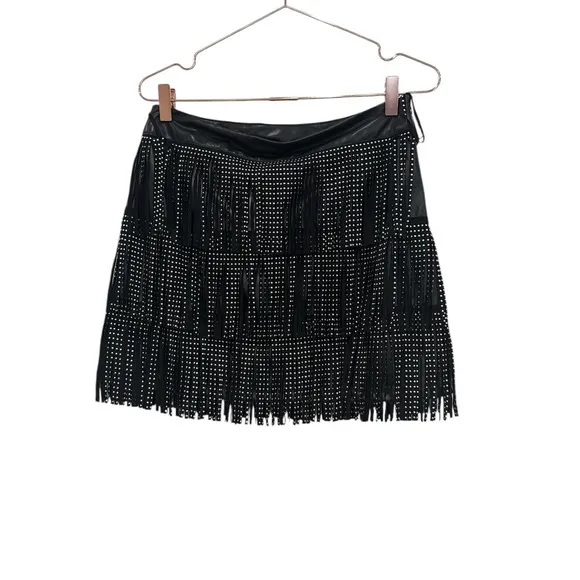 Blue B Collection Black Embellished Tiered Mini Skirt