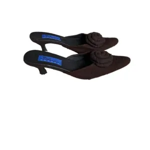 Blue Dragon Kitten Heels Shoes Brown Wool Floral 9 Pointed Pointy