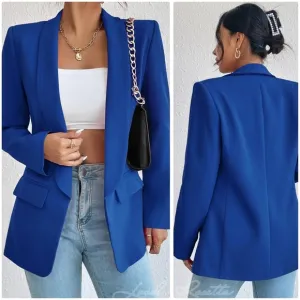 Blue Shawl Collar Blazer