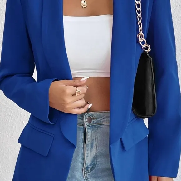 Blue Shawl Collar Blazer