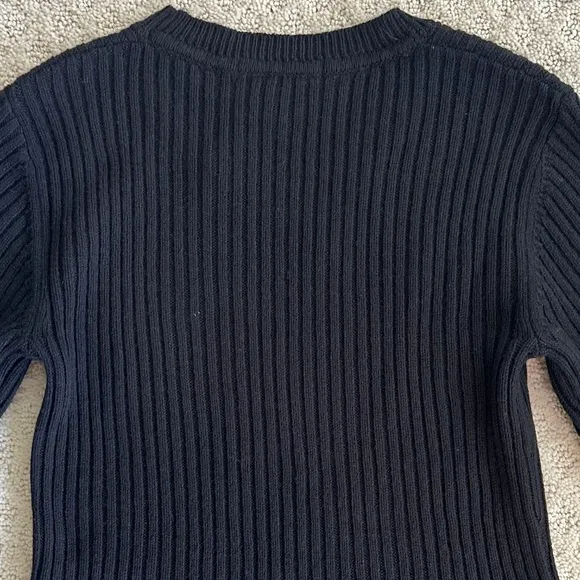 Boden Fit-and-Flare Ribbed Knit Sweater Dress Wool/Cashmere Black Size 4P NWT