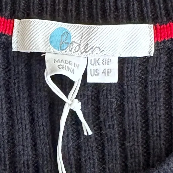 Boden Fit-and-Flare Ribbed Knit Sweater Dress Wool/Cashmere Black Size 4P NWT