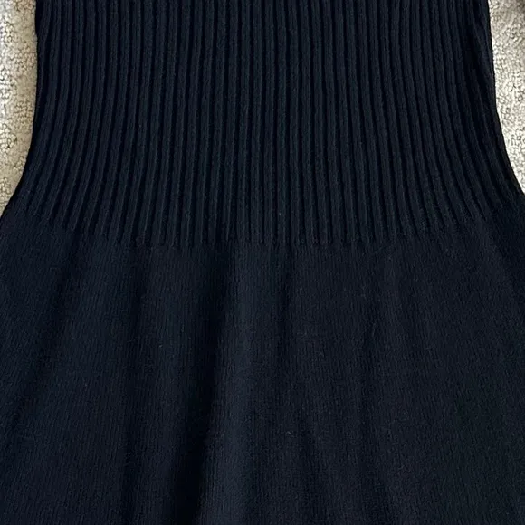 Boden Fit-and-Flare Ribbed Knit Sweater Dress Wool/Cashmere Black Size 4P NWT