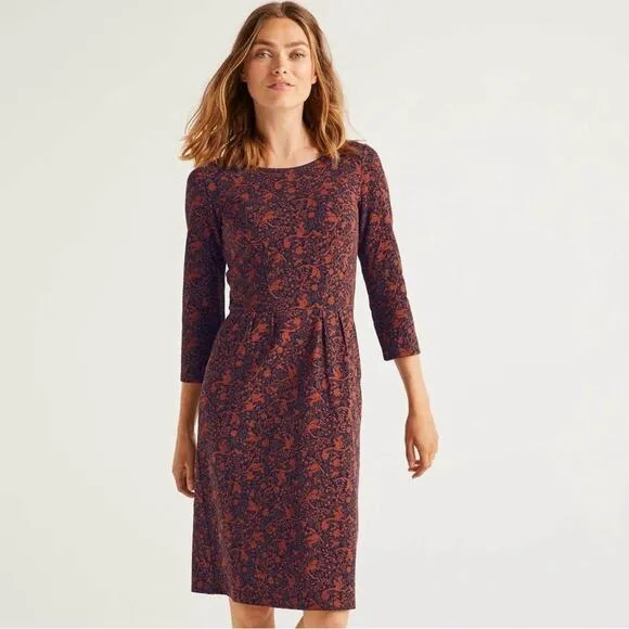 Boden Penny Jersey Dress Sz 8 long Squirrel Forest