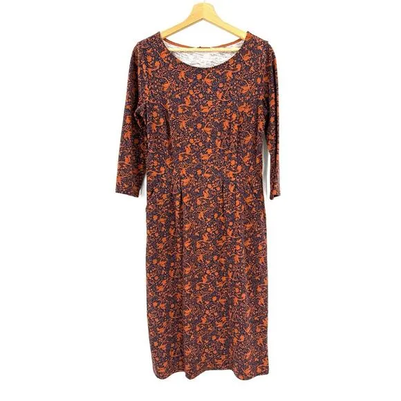 Boden Penny Jersey Dress Sz 8 long Squirrel Forest