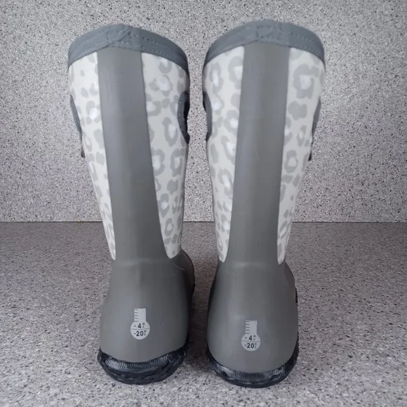 BOGS Boots Waterproof Durham Kids Shoes Gray Cheetah Leopard