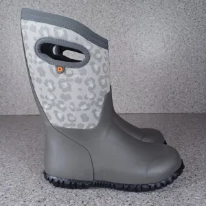 BOGS Boots Waterproof Durham Kids Shoes Gray Cheetah Leopard