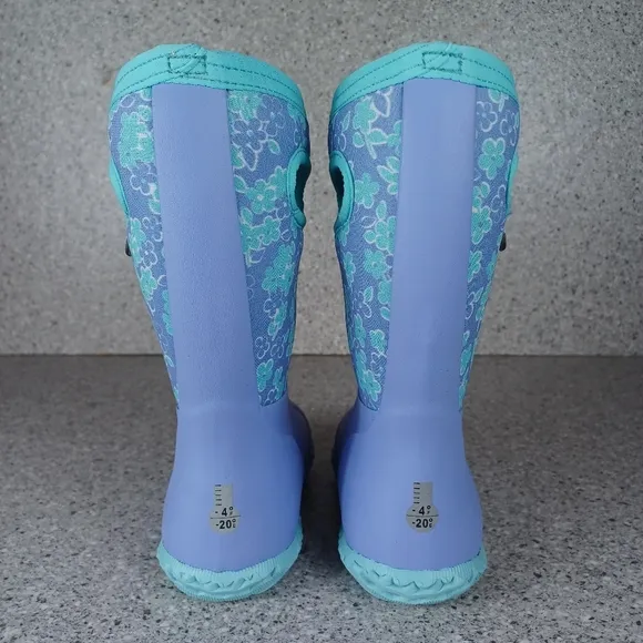 BOGS Boots Waterproof Durham Kids Shoes Purple Teal Floral Flowers