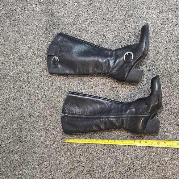 Born Women Shaylee Tall Leather Buckle Heels Boots shoes sz 6.5M