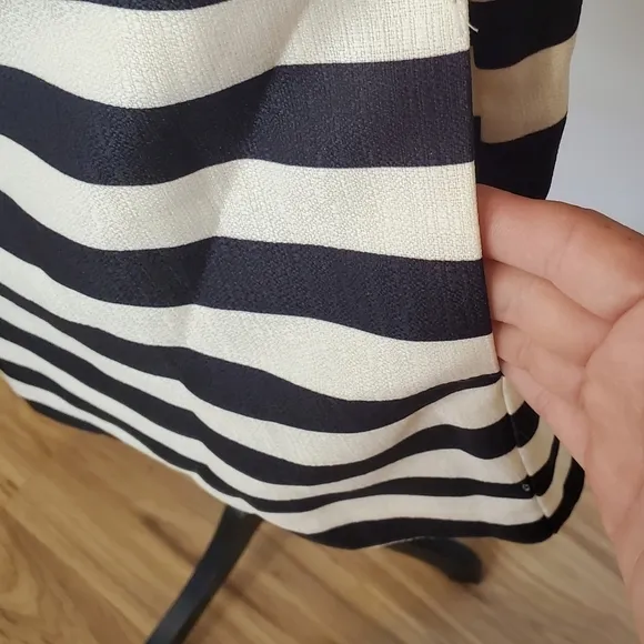 Boston Proper | Black &amp; White Striped PeaCoat Blazer Statement Jacket - Size: 10