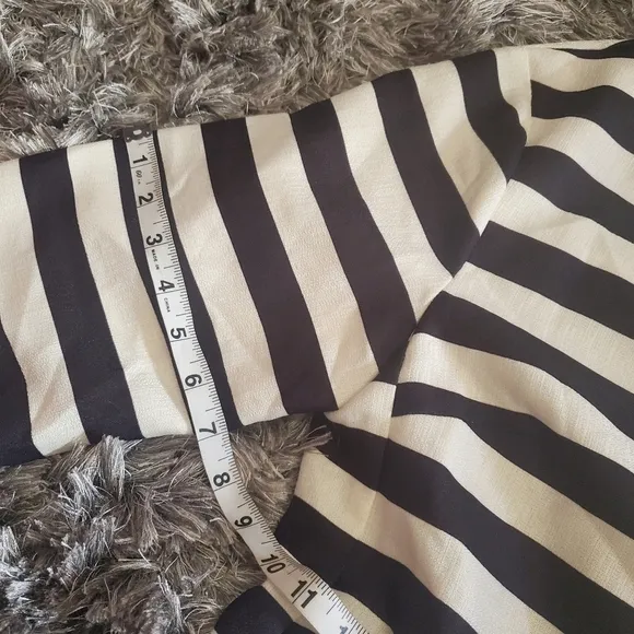 Boston Proper | Black &amp; White Striped PeaCoat Blazer Statement Jacket - Size: 10