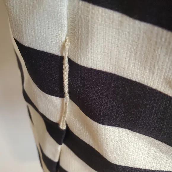 Boston Proper | Black &amp; White Striped PeaCoat Blazer Statement Jacket - Size: 10