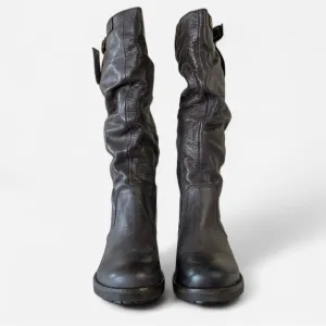 Brand New Luciano Migliore Long Brown Leather Boots size 10 Made In Italy
