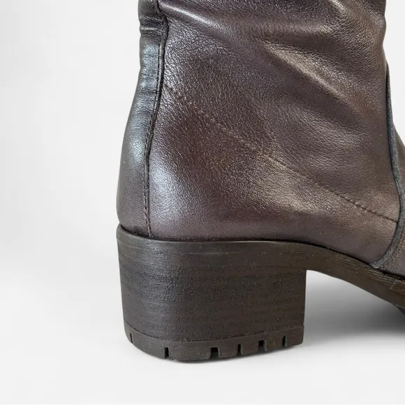 Brand New Luciano Migliore Long Brown Leather Boots size 10 Made In Italy