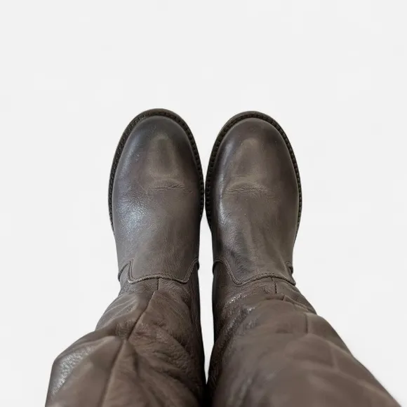 Brand New Luciano Migliore Long Brown Leather Boots size 10 Made In Italy