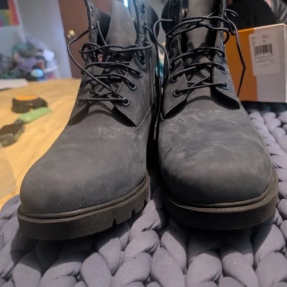 💯BRAND🔥NEW Timberland Blue Suede Black Lined Leather Boots🥾 Men Sz 13🔥