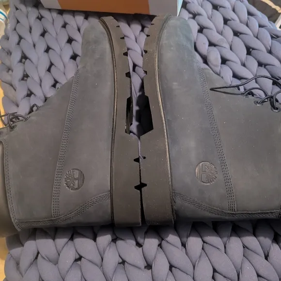 💯BRAND🔥NEW Timberland Blue Suede Black Lined Leather Boots🥾 Men Sz 13🔥