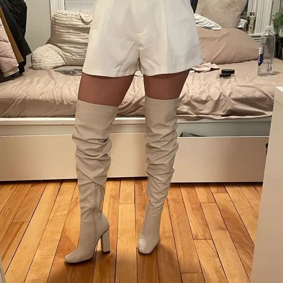 BRAND NEW Pretty little things heeledbeige long boots