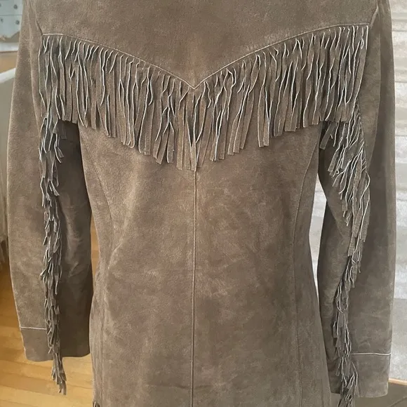 Brandon Thomas Brown leather coat with Fringe and Western Style- Size Medium