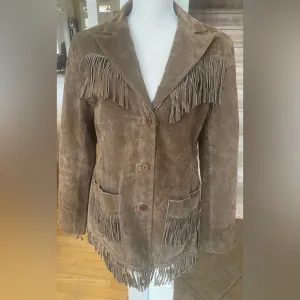 Brandon Thomas Brown leather coat with Fringe and Western Style- Size Medium
