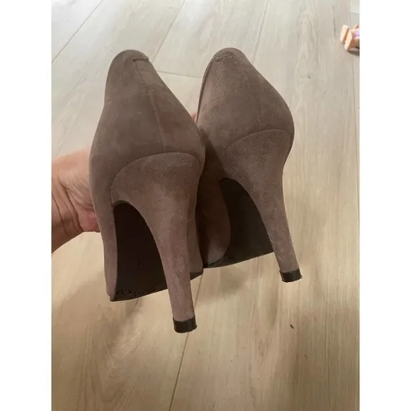 BRENDA ZARO Made in Spain Women's Suede Gray Brown Heels Shoes Size 35.5