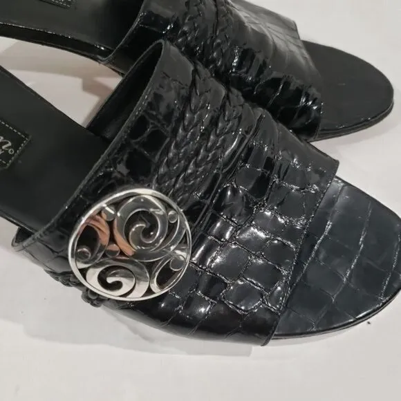 Brighton Tiamo Croc Embossed Heels in Black Color Size 8 M